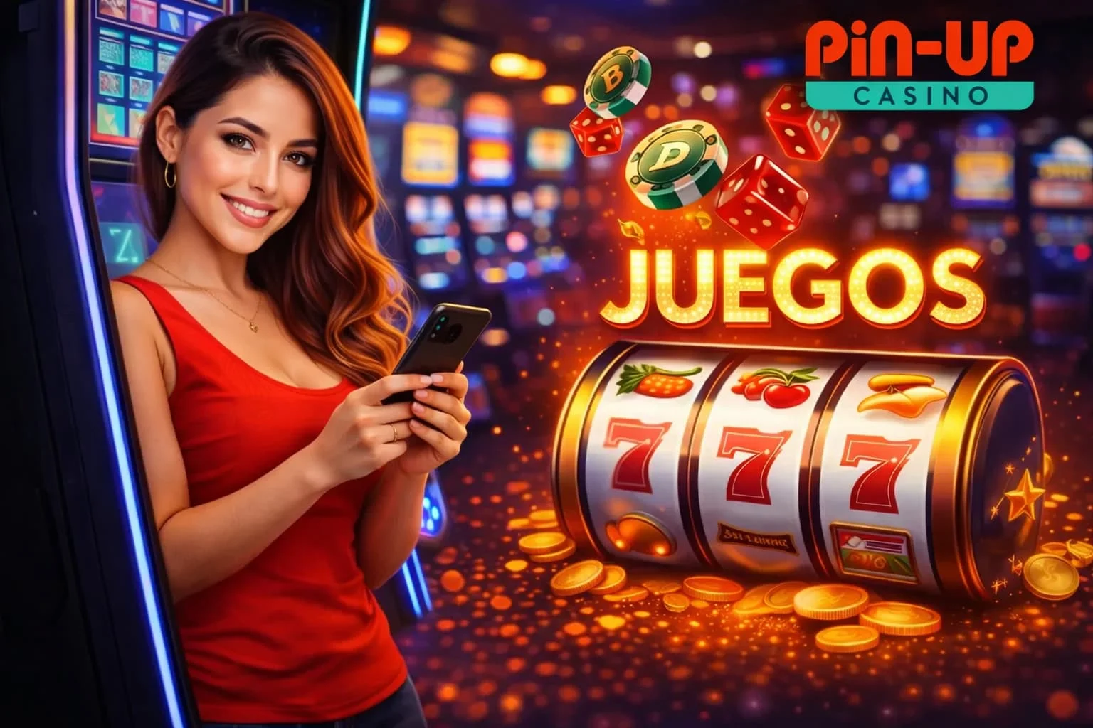 Mujer con tragamonedas 777